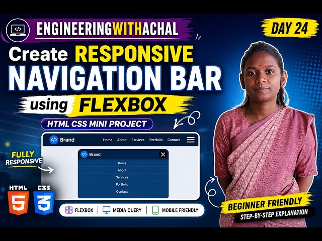 Create Responsive Navigation Bar using Flexbox | HTML CSS Mini Project | Beginner Tutorial
