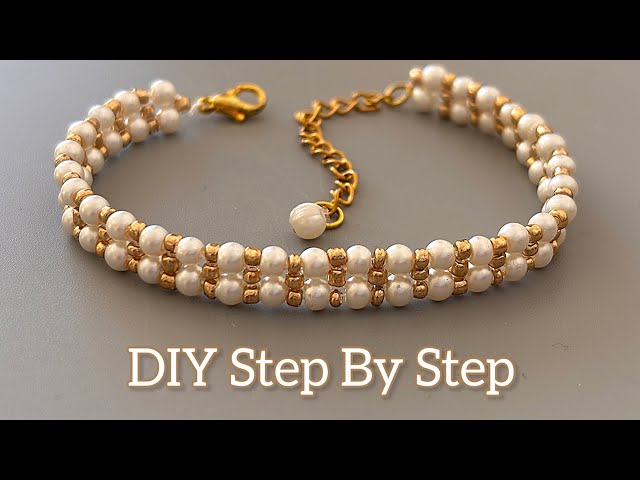 DIY Beaded Bracelet | Satisfying Pearl & Gold Jewelry Making