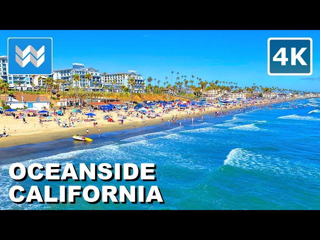[4K] Oceanside Beach in San Diego County California USA - 4th of July Walking Tour & Travel Guide 🎧
