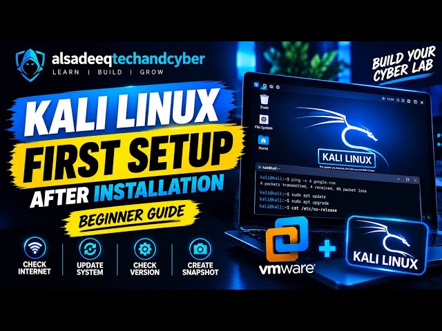 🎬 KALI LINUX FIRST SETUP — BEGINNER GUIDE @alsadeeqtechandcyber @davidbombal 