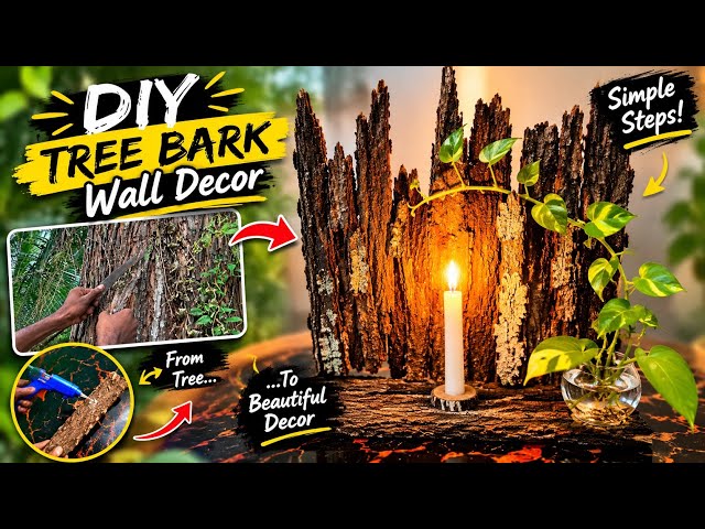 🤯 I Made Aesthetic Wall Art With Just Tree Bark & Cardboard! 🪵✨