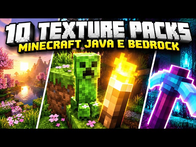 🔥 10+ TEXTURE PACKS que você PRECISA usar no Minecraft! 😱 Java & Bedrock