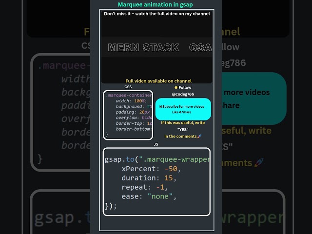 Infinite Marquee Animation 🔥 | CodeG #Shorts #WebDev