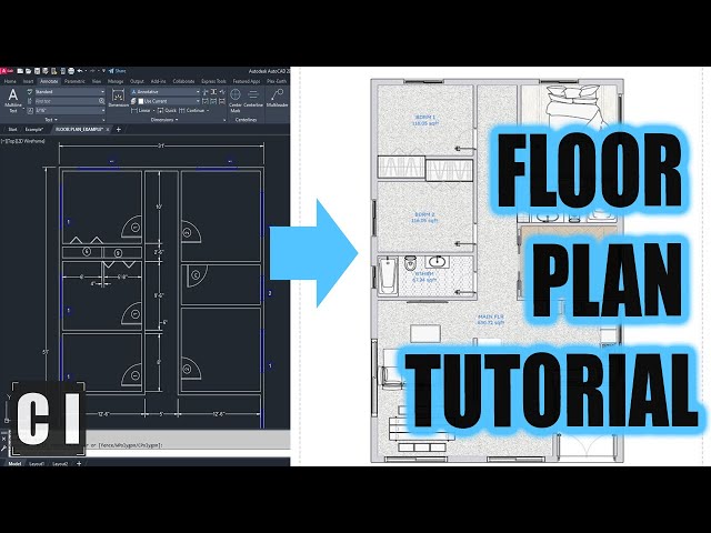 AutoCAD Basic 2D Floor Plan Tutorial - Must Know AutoCAD Time Saving Commands/Shortcuts & Example