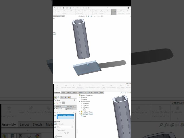 Advanced Mate : Profile Mate in Solidworks  #cad #tutorial
