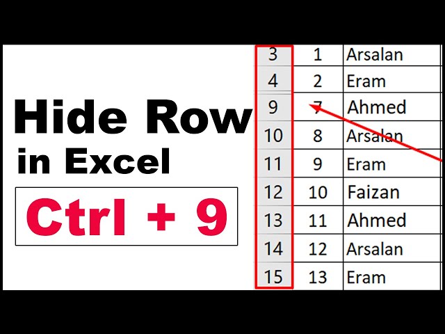 How to Hide Row in Excel With Shortcut Key
