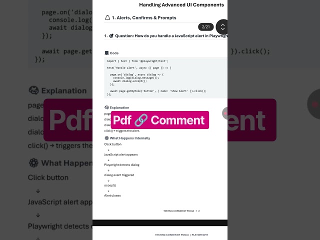JavaScript Alert in Playwright #automationtesting #selenium #sdet #job #softwaretesting #playwright