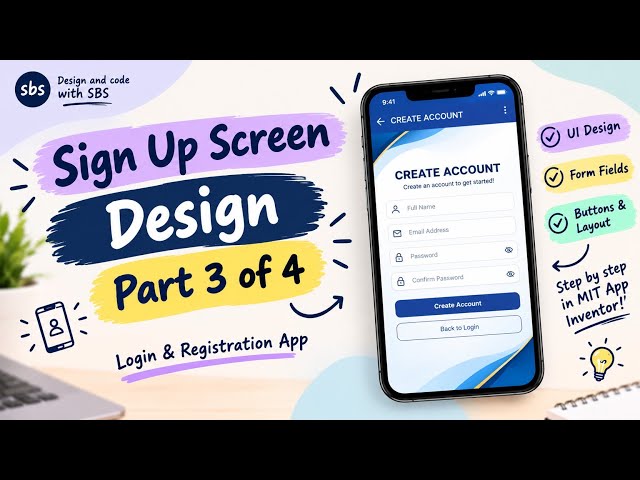 Login & Registration App | Sign Up Screen Design | Part 3 of 4
