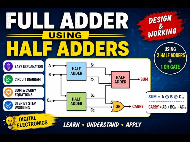 Full Adder Using Half Adders | Design & Working of Full Adder Using 2 Half Adders