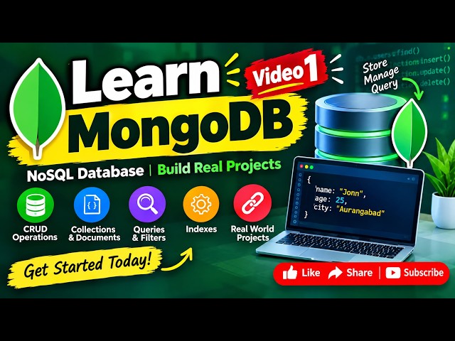 Learn MongoDB from Scratch | MongoDB Tutorial for Beginners | Video 1