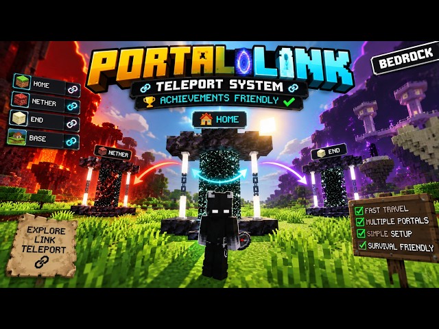 🔗 Custom Portals That Link ANY Base! | Portal Link Add-On Minecraft Bedrock 26