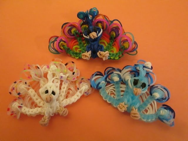 Rainbow Loom Peacock. Hatchling, Mini Bird Charm.