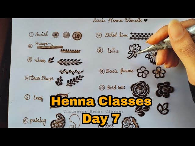Henna Class day 7 || Henna Classes by Thouseen | Learn some Basic Henna Elements with Thouseen syed