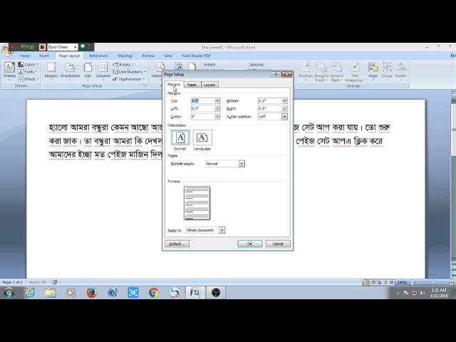 How to Set up   Microsowft Office page in Bangla