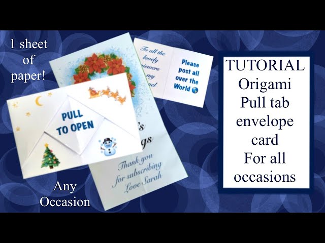 How to Tutorial Origami pull tab envelope card, party invitation letter to Santa Scrapbook #craft