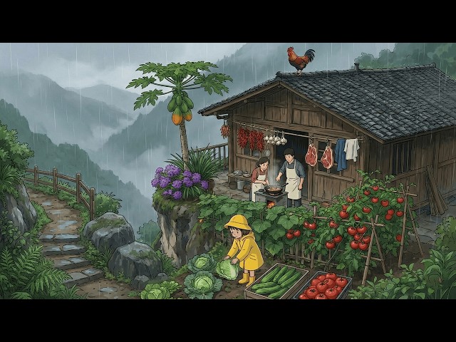 Peaceful Life: Harvesting Vegetables, Cooking Delicious Food & Listening to Rain 🌧️ Ghibli Vibe