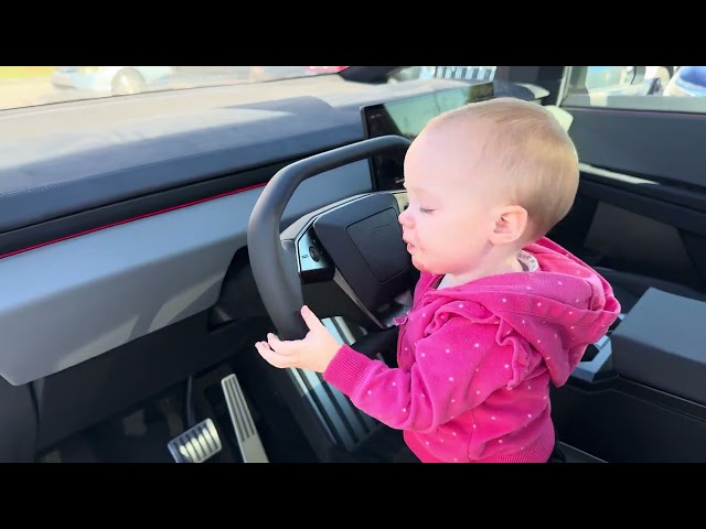 Cybertruck Training Starts Early  #shorts#Cybertruck #Tesla #BabyDriver #FunnyBaby #TeslaFamily 