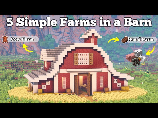 5 Automatic Farms in a Barn - Food Farms | Minecraft Java & Bedrock | Easy Tutorial