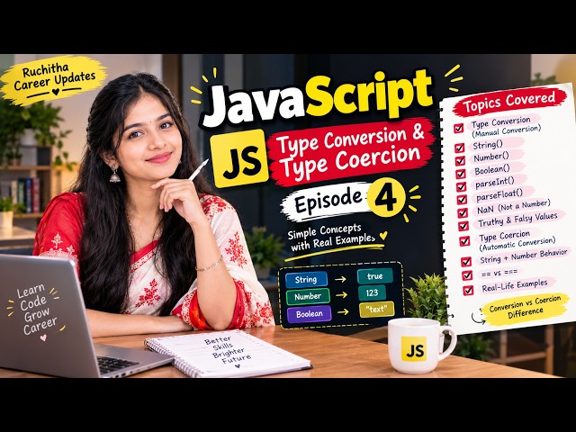 JavaScript Type Conversion & Type Coercion in Telugu 🔥 | String(), Number(), Boolean() | Ep 4