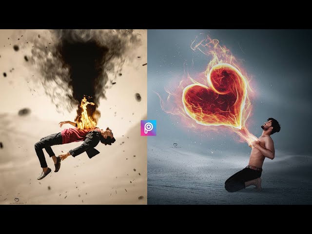 PicsArt Fire 🔥 Heart Photo Editing Tutorial || Broken Heart Photo Editing in picsart - KR Editing
