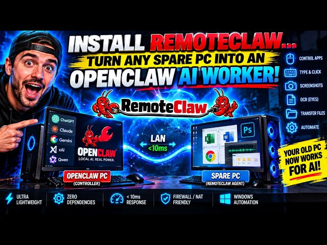 INSTALL REMOTECLAW… TURN ANY SPARE PC INTO AN OPENCLAW AI WORKER! #ai #openclaw #agenticai