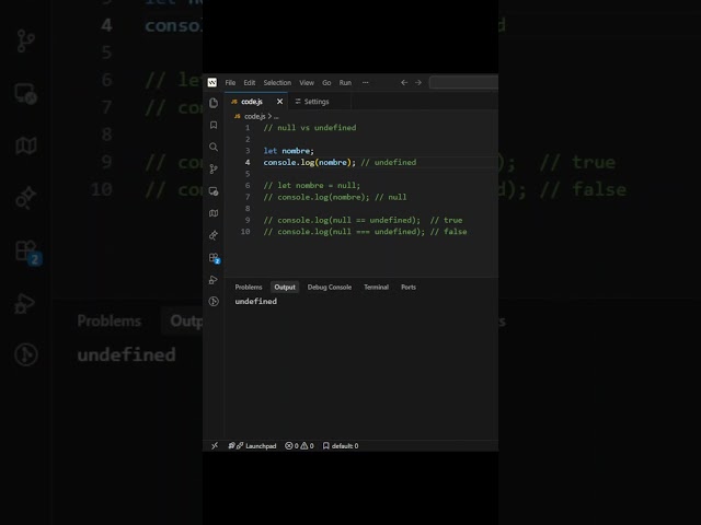 null vs undefined en Javascript | La diferencia que confunde a los principiantes.  #coding  #shorts