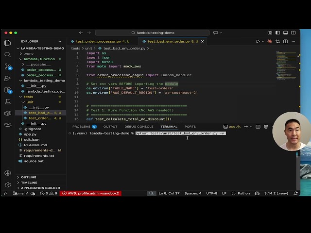 AWS Lambda Testing with Moto & CDK Watch