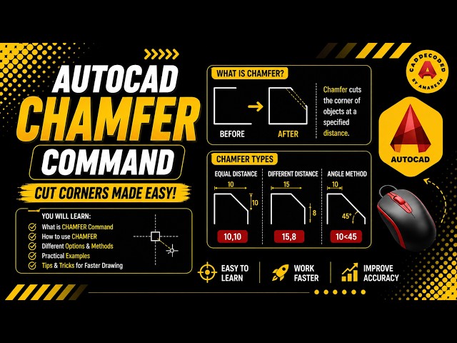 Chapter - 10 | AutoCAD CHAMFER Command Tutorial | Complete Guide for Beginners | AutoCAD Hindi