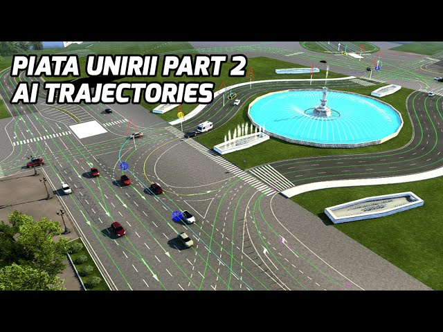 Bucharest Rebuild Editor Timelapse #4: Piata Unirii - AI trajectories, main fountain
