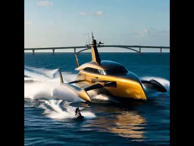 Trimaran splashing through the inlet at breath taking speed