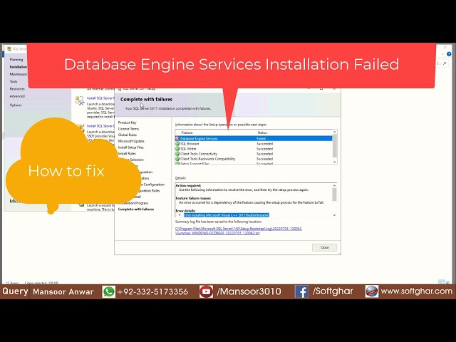 sql server 2017 Database Engine Services installation failed  || Mansoor Anwar ||
