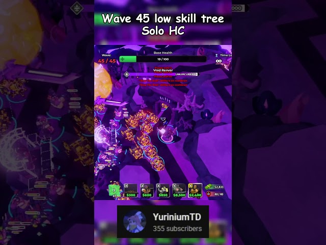 Wave 45 SOLO HC low skill tree | Tower Defense Simulator  #roblox #tds #towerdefensesimulator