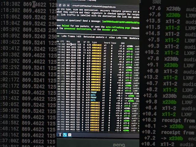 Reticulum Live LoRa Scanner to a Nomadnet Page