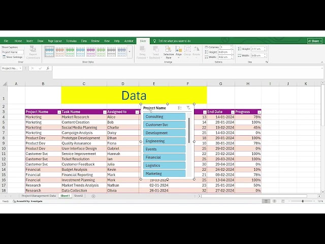 Excel Tutorial for Beginners | Slicer tool