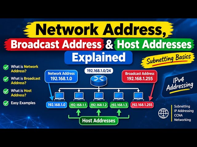 Network Address, Broadcast Address & Host Addresses Explained | Subnetting Basics