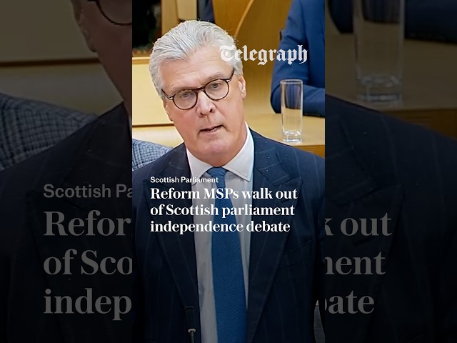 Reform MSPs walk out of Scottish parliament independence debate