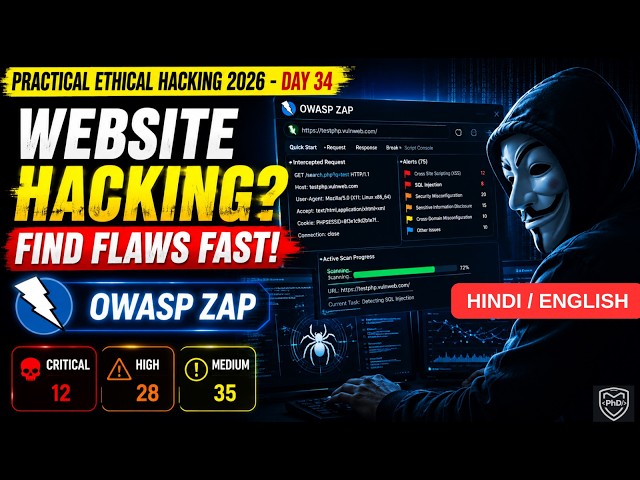 Practical Ethical Hacking 2026 - DAY 34 - VA with ZAP / ZAPROXY | HINDI | PhD Security