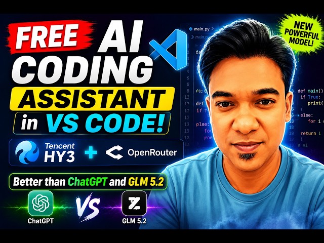 FREE AI Coding Assistant in VS Code! Tencent HY3 +OpenRouter,Better than ChatGPT|SAcademy|Sachin Adi