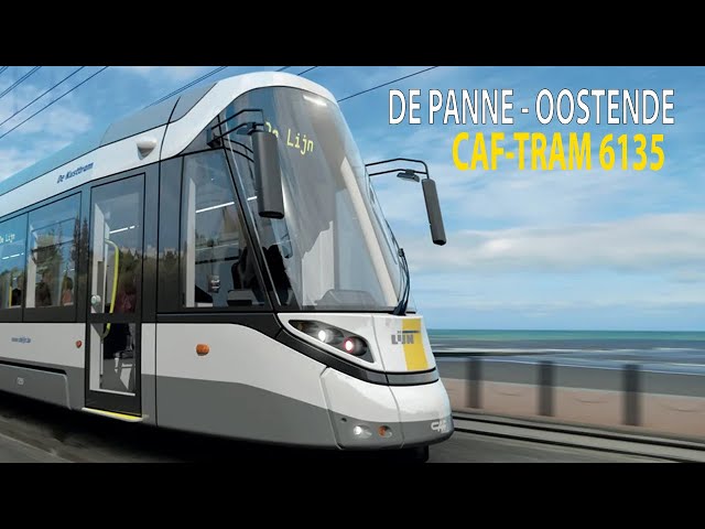 Cab Ride Coastal Tram Belgium. De Panne - Ostend with CAF tram 6135 with stop names.