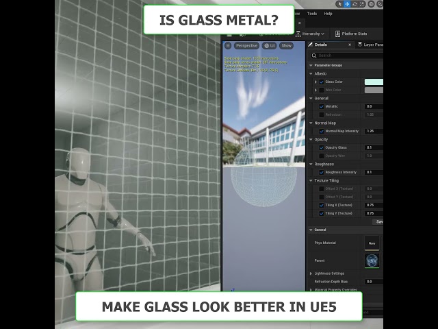 Is Glass Metal in UE5? Make Glass Look Better #shorts