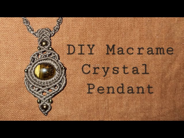 Macrame Jewelry Tutorial - Stone macrame Necklace - How to Wrap a Flat Crystal Cabochon (Boho DIY)