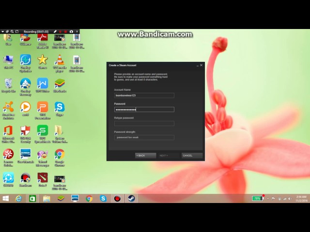 How to create a acount in steam