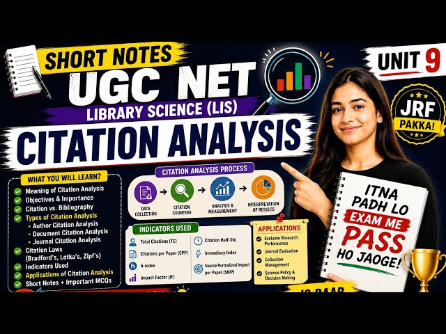 Citation Analysis Complete Revision 🔥 | UGC NET Library Science Unit 9