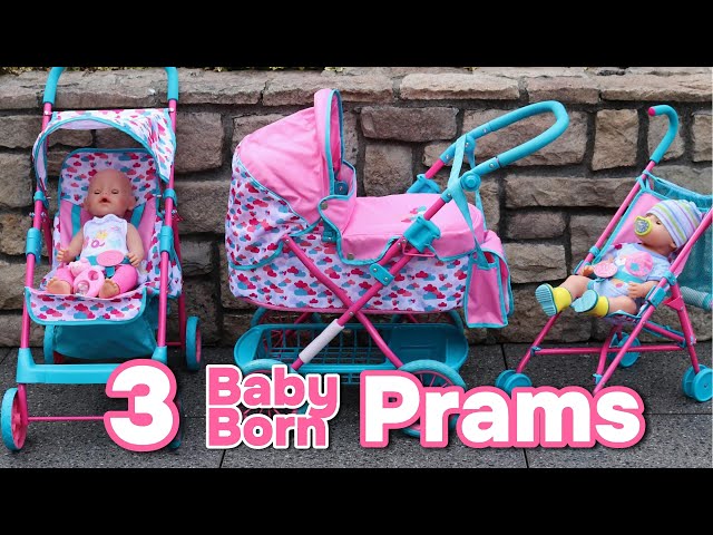 3 Baby Born Strollers! 🎀 Unboxing Baby Doll's Matching Pram, Buggy & Pushchair Collection