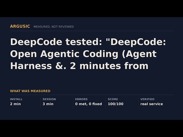 DeepCode tested: "DeepCode: Open Agentic Coding (Agent Harness &. 2 minutes from clone to running.
