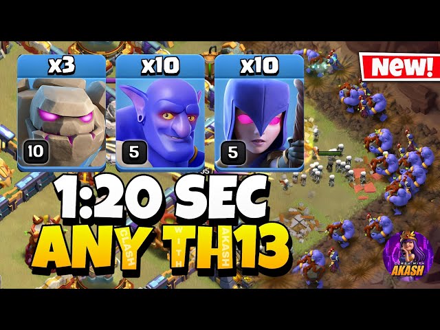 TH13 Golem Bowler Witch Attack With 10 Zap Spell | Best TH13 Attack Strategy in Clash of Clans 🔥