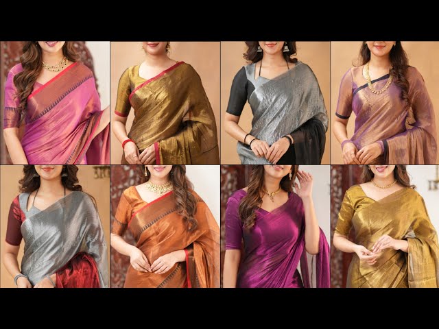 😍👌Trending Tissue Silk Sarees for Festive Looks| Elegant Tissue Silk Saree Designs 2026❤️|