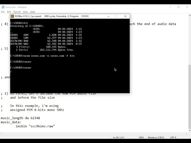 [Assembly 8086 / DOS] - Let's code a very simple COVOX PCM audio player