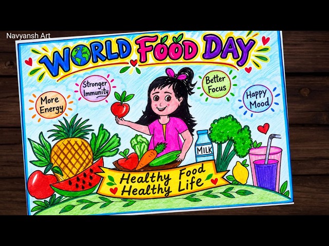 World Food Day drawing / Healthy Food Healthy Life Poster drawing / Eat Healthy Stay Healthy Chart