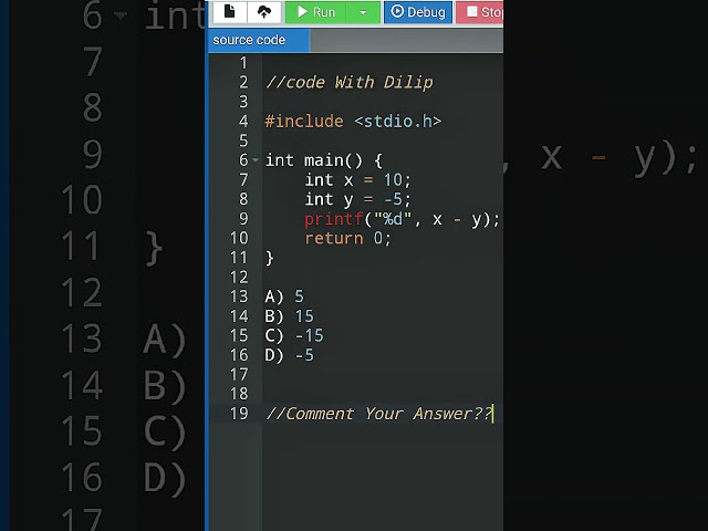 27/100 C Language Quiz | Code With Dilip #shorts #viral #coding